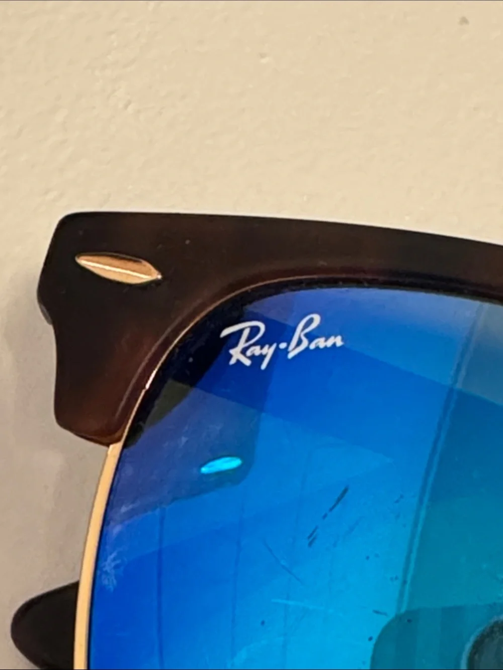 Ray-Ban Sunglasses with Blue Mirror Lenses and Tortoise Brow
